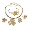 Medieval Jewelry Five-petal Three-dimensional Flower Pendant Collar Bracelet Ring Earrings Set Light Luxury Dinner