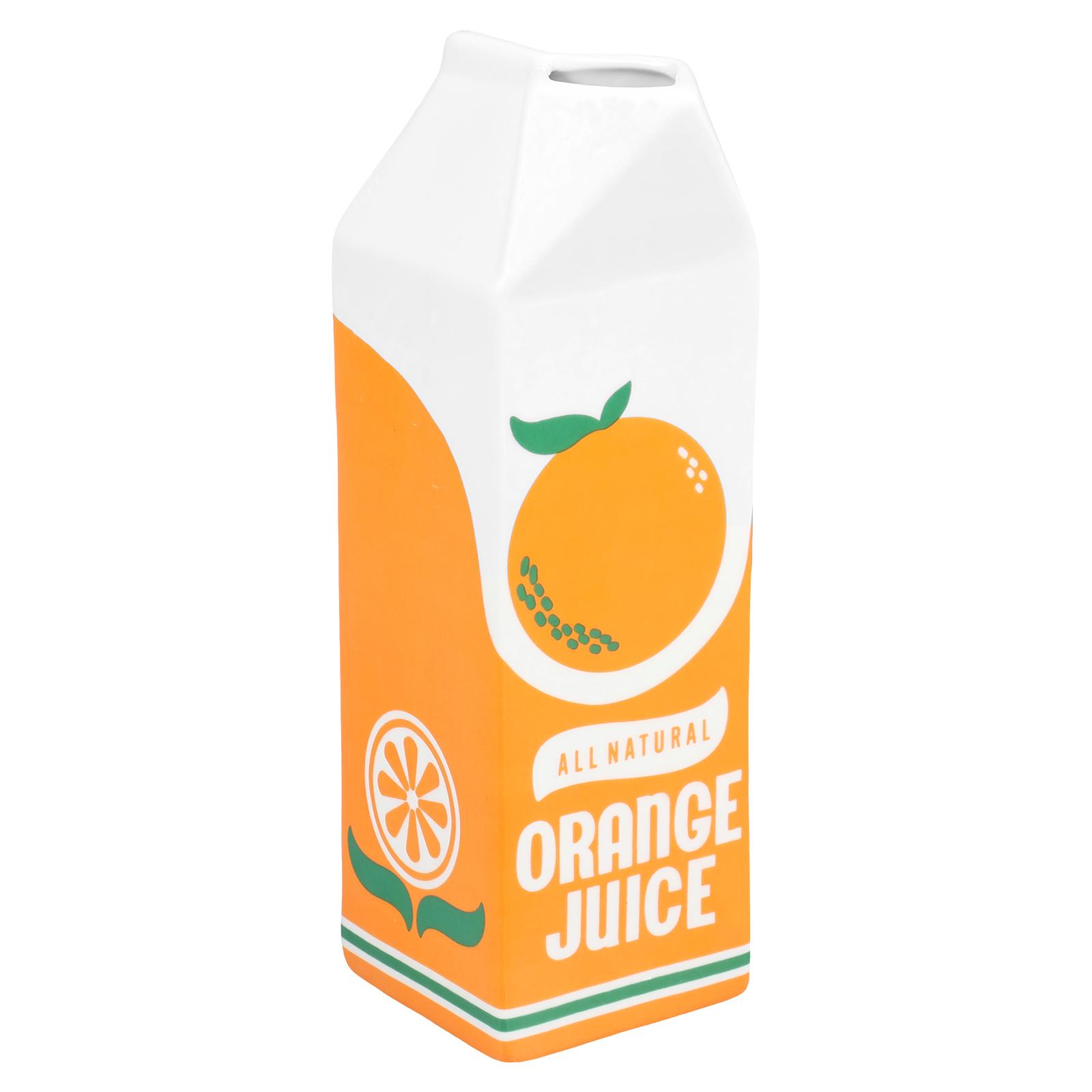 Ваза в виде апельсинового сока Винтажная ваза из коробки для сока Милые креативные цветочные вазы Декор Керамическая ваза Многоцелевая декоративная ваза для спальни