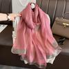 Fashion Women Winter Warm Wool Scarf Shawl Luxury Solid Silk Embroidery Pashmina Design Lady Wraps Bufanda Headkerchief