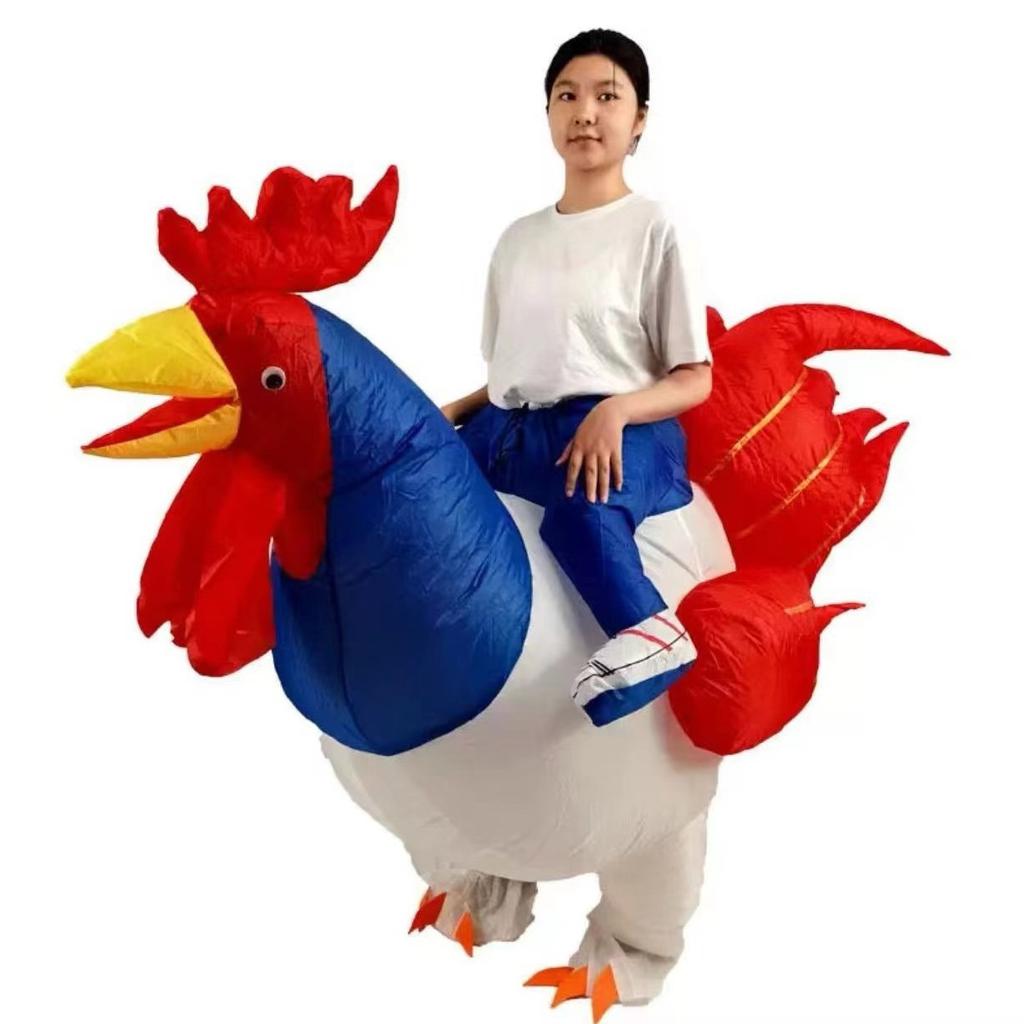 Halloween Cartoon Ride Doll Costume Show Party Props Holiday Show Colorful Cock Inflatable Coat