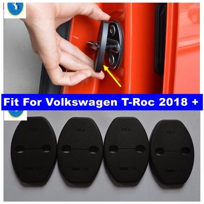 Black Car Inner Door Lock Buckle Protector Cover Decor For Volkswagen T-Roc T Roc 2018 Interior Accessories