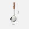 Thickened Stainless Steel Colander with Wooden Handle Grease-separated Noodle Drain Household Cooking Utensils for Cooking