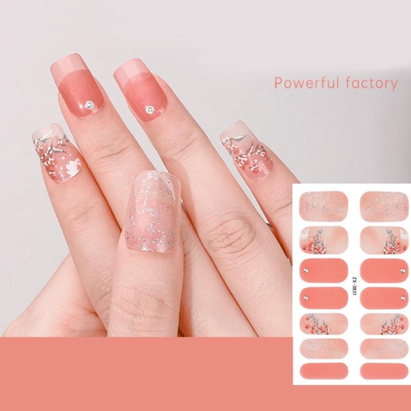 Nail Polish Stickers Self-Adhesive Nail Sticker Manicure Sticker Waterproof Full Wrap Nail Strips with Nail File