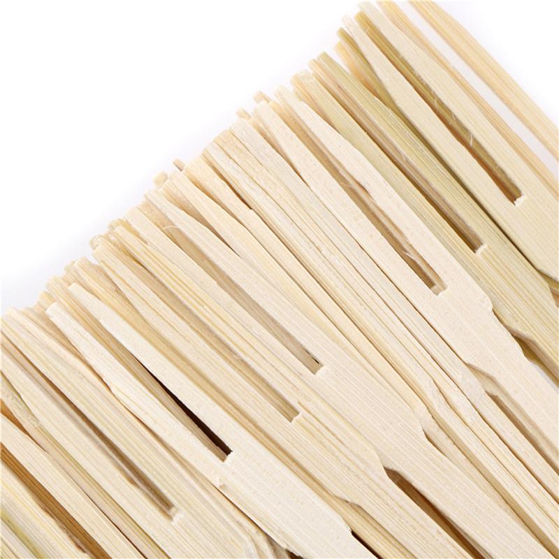 50 Pcs Pure Bamboo Disposable Wooden Fruit Fork Dessert Cocktail Fork Set Party Home Household Decor Tableware Supplies