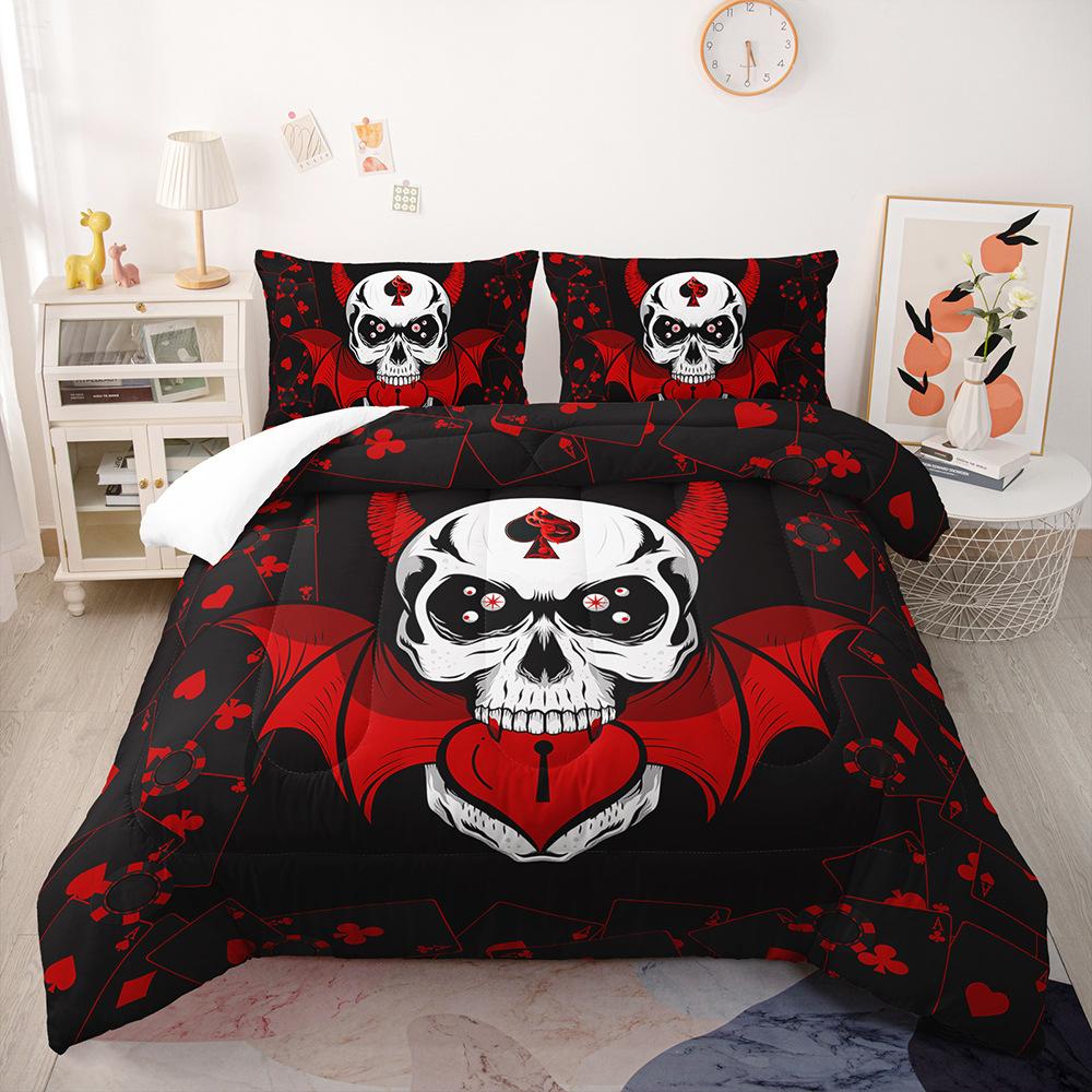 

3D цветок череп голова комплект постельного белья готический ужас пух пододеяльник наволочка 2/3 шт. Хэллоуин полноразмерный домашний текстиль мужской пододеяльник Baby 100x135cm