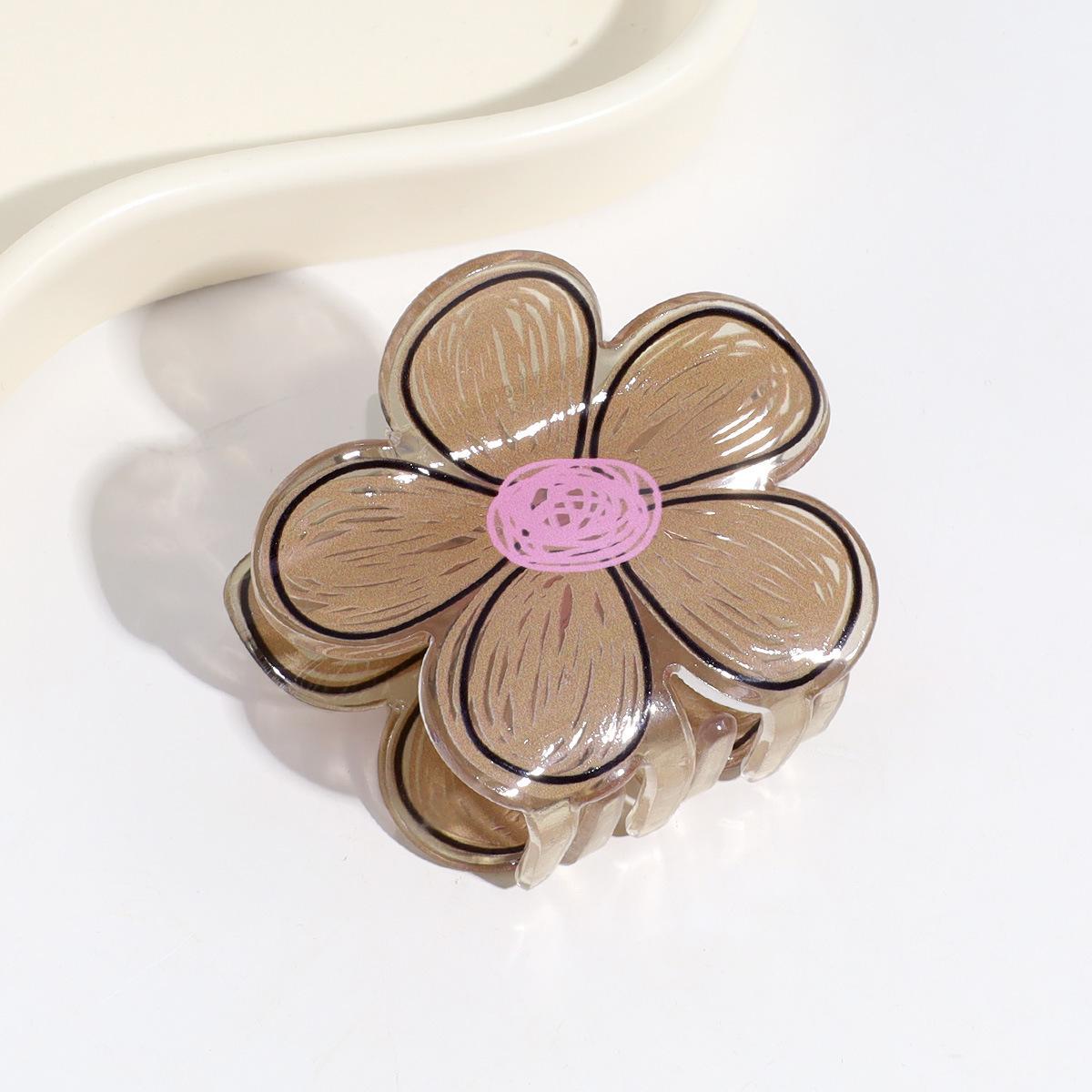 

1pc Manga flower hair clip, girlish style, disheveled temperament, grabbing clip, internet celebrity, large shark clip