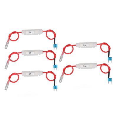 5Pcs Car Fuse Holder Connector ATS Mini 15A Car Fuse Adapter with 16AWG 12in Red Cable 6 X 30mm 5A Glass Tube