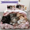 Custom Name Cats Cozy Nest Bedding,Quilt Set Quilt Cover Pillowcase Home Birthday Gift(1 * Duvet Cover + 2 * Pillowcase, Without Core)_lx