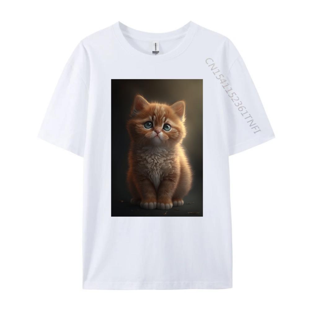 Cute Cat Kitten Luxury Clothing Men's Shirt Red And Black Graphic T Shirt Summer Original Mens T-Shirts Printed On