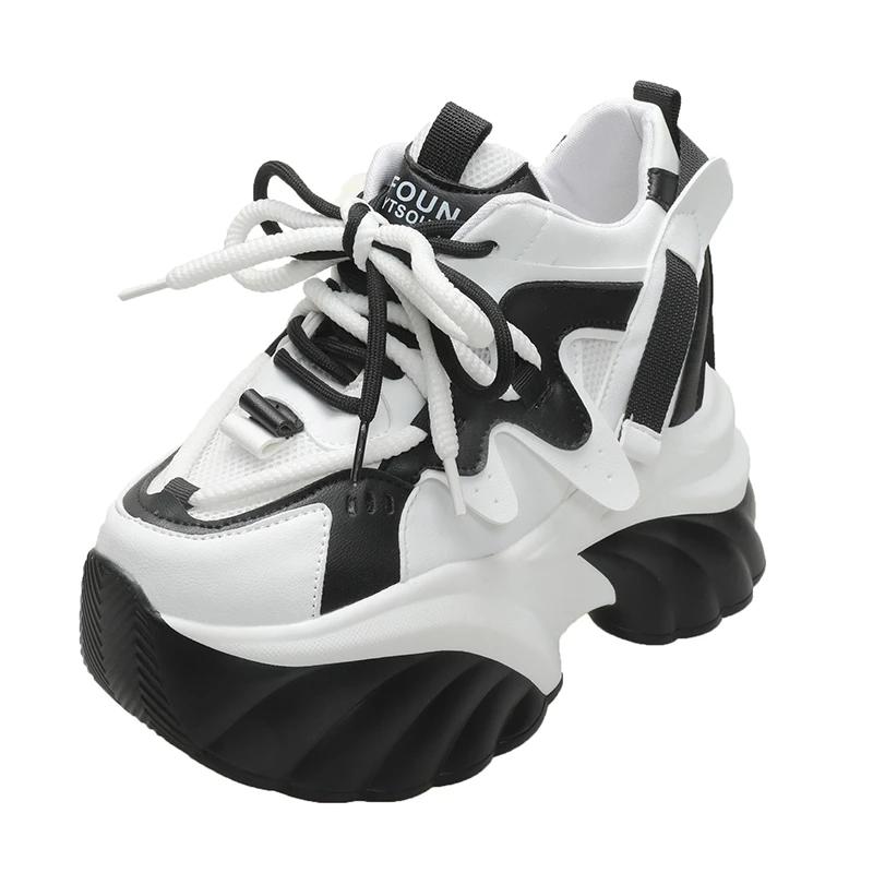 

Мода 2024 Женские Толстая Кожа Массивные Новые Зимние Скрытая Пятка Повседневные Спортивные Папины Кроссовки 10СМ Толстая Подошва Платформа Теплый Мех Кроссовки Женские 34 белый