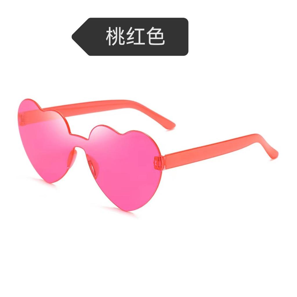 Peach Heart Sunglasses Love Glasses Trend Frameless One-Piece Marine Film Dazzling Color Sunglasses