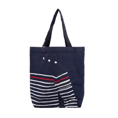 Saint James Tote Bag Marine Ecru Stripe Logo 1478