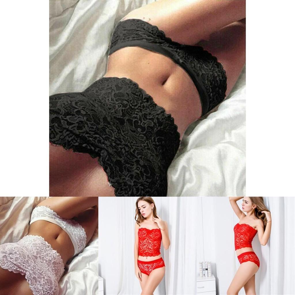 Womens Lingerie Sexy Lace Top Bra Ladies Thong Underwear Set Sleepwear Nightwear