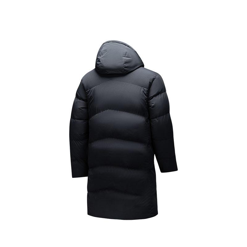 Anta Three-Layer Quick Warmth Four-Defense Technology Duck Down Mid-Length Hooded Down Jacket Men Outerwear Basic-Black 952447909-2