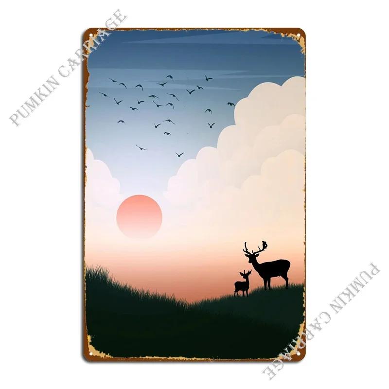 Silhoutte Deer Vector Metal Sign Garage Retro Customize Plaques Pub Tin Sign Poster 20x30cm（7.8x11.8inch）