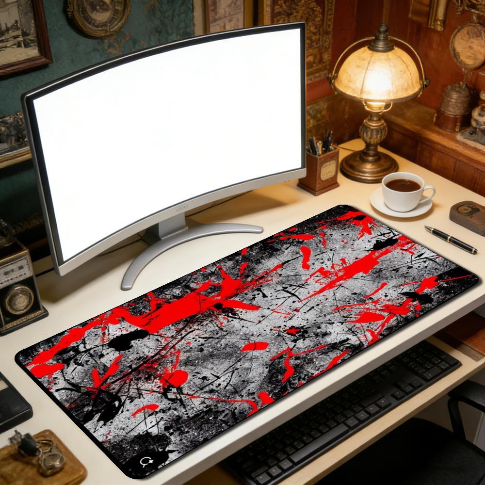 Red Black Ink Splash Mouse Pad Desk Mat Keyboard Pad XXL Large Non-Slip Rubber Table Mat for PC Gaming Office Home Desktop Decor