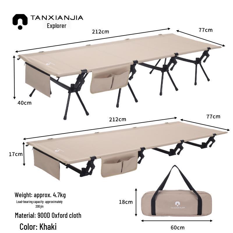 78cm Wide Portable Folding Camping Bed, Aluminum Alloy, Lightweight, for Outdoor & Office Nap
