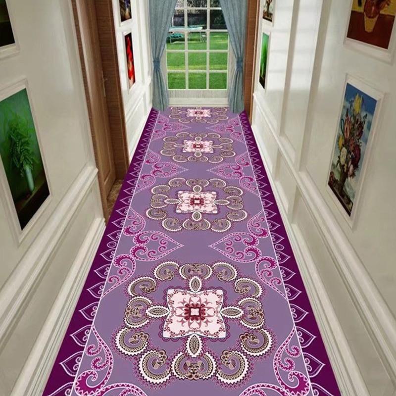 Bohemianischer Stil Langer Läuferteppich - Maschinenwaschbar, Weicher Polyesterteppich mit Verspielten Floralen Mustern Schlafzimmer & Eingangsbereich, Küchen Deko Teppich