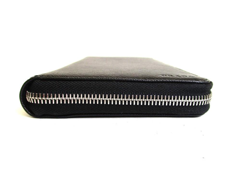 Authentic PRADA Saffiano Black Leather Round Zip Long Wallet 2ML220 #b290  Open Box