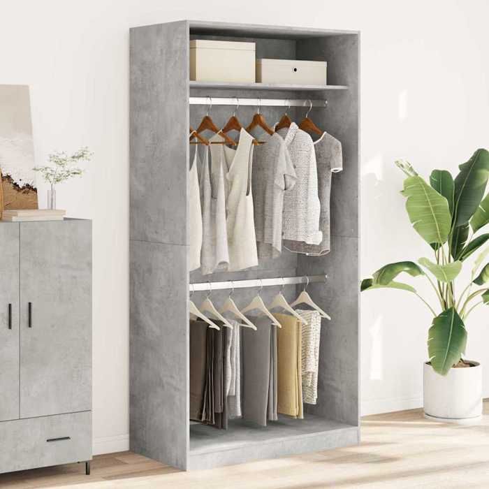 VidaXL Wardrobe Concrete Grey 100x50x200 Cm Chipboard, Storage Cabinet, Wardrobe Organizer, Cabinet, Closet, 3307804