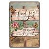 D Flat Metal Sign Vintage Welcome Garden Tin Sign Set Rustic Home Decor Butterfly Flower Watering Can Wall Art