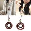 Adjustable Long Sweater Chain Unique Wood Round Ring Necklace Simple Choker Statement Jewelry Vintage Neck Chain