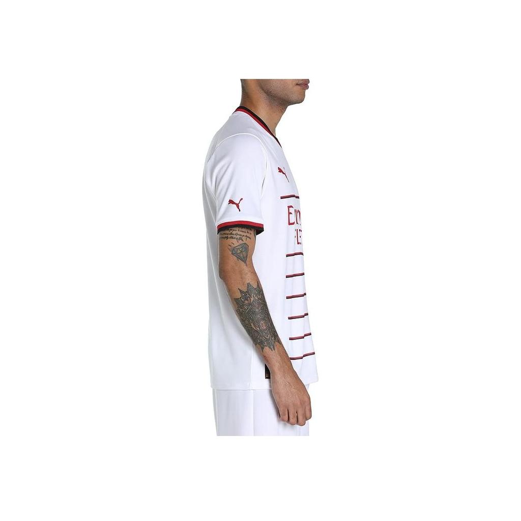 Puma AC Milan Away Fan Edition Striped Lettering Match Short Sleeve Soccer Jersey Men Sportswear White 765834-02