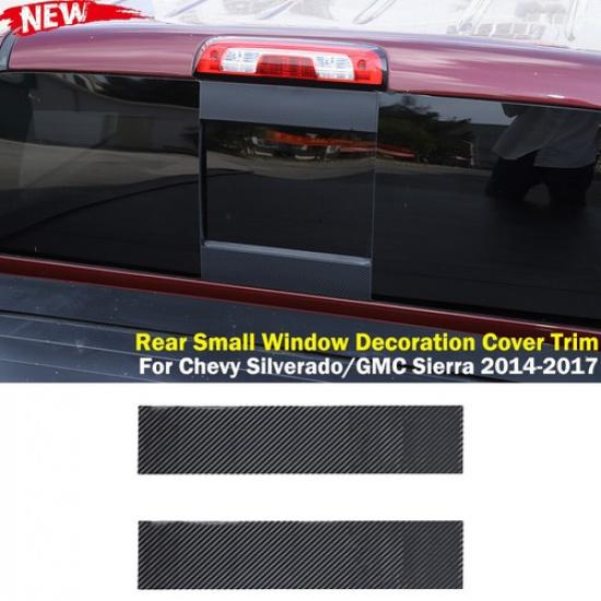 2* Rear Window Panel Decor Trim Cover Stickers For Chevy Silverado 14-17 Carbon
