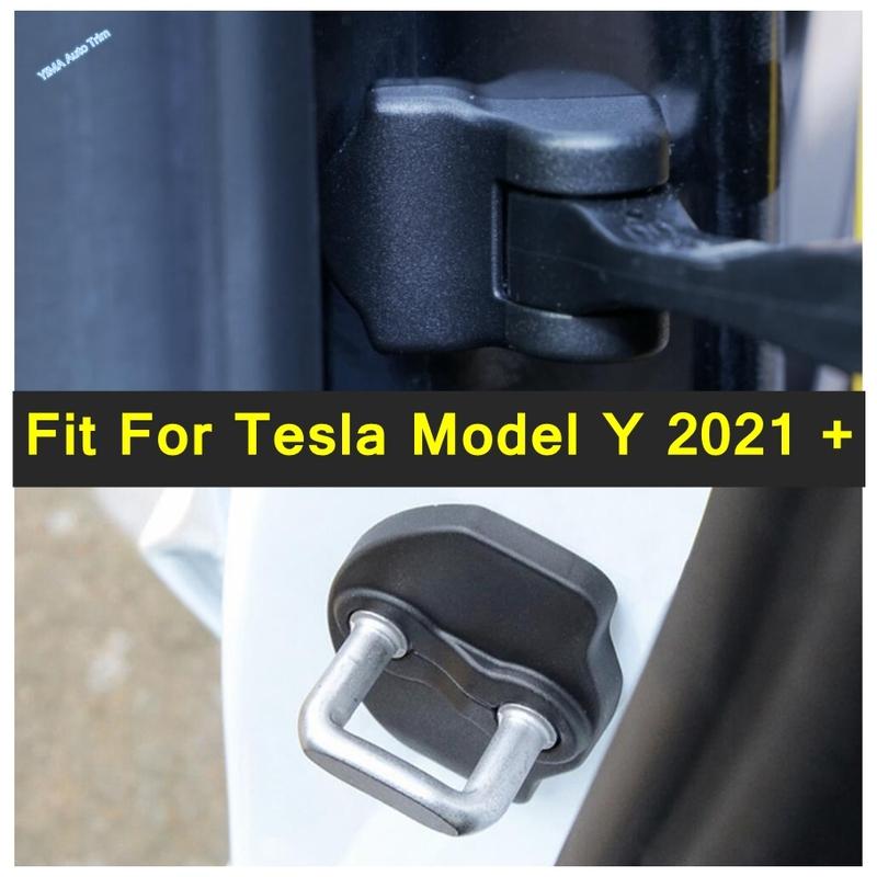 For Tesla Model Y - 2024 Black Car Door Stopper Waterproof Protection Lock Covers Trim Kit Plastic Car Interior Accessories