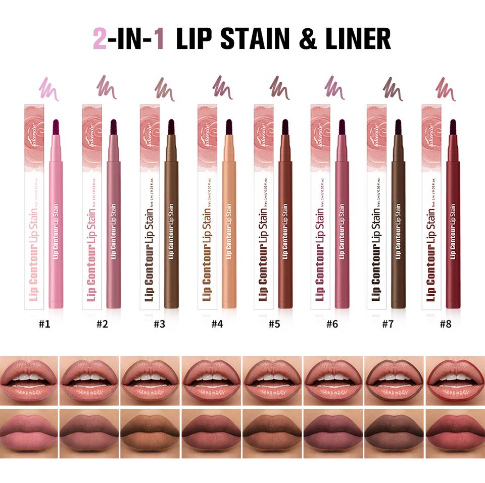 Lakerain Contorno Labbra Tinta Labbra Penna Anti-macchia Non Si Attacca alla Tazza Labbra Idratanti Trucco Labbra Cosmetico 2-in-1 Tinta Labbra & Matita