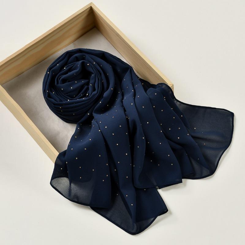 Hot-selling new pearl chiffon hot diamond long towel Malaysia Indonesia hot-selling popular ethnic headscarf headscarf women