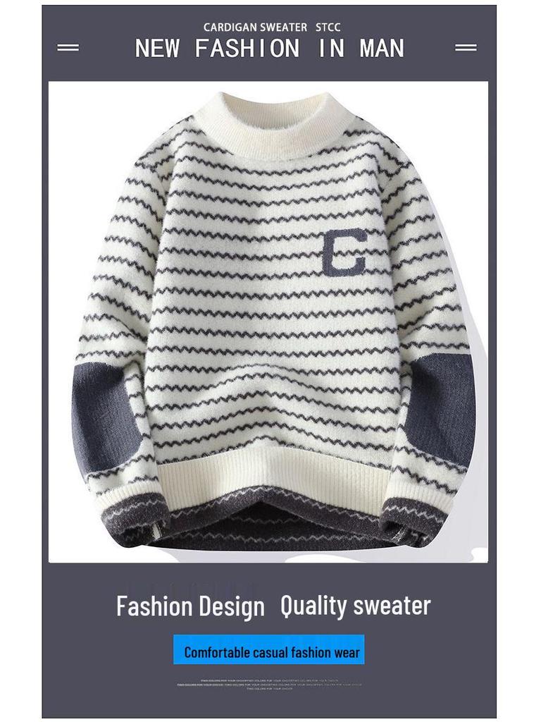 Herr Mink Cashmere Höghalsad Tröja - Vinter Förtjockad Stickad Trend