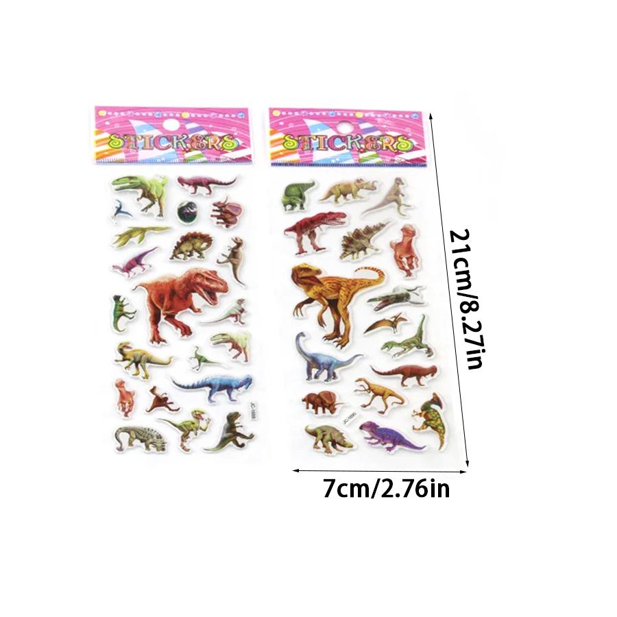 6/12/24pcs Self-adhesive Sticker Realistic Dinosaur Theme DIY Handicrafts Supplies for Journal & Phone Case & Suitcase Decor XJM