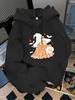 Unisex Fall Autumn Halloween Leopard Print Witch Pumpkin Lantern Bat Print Kangaroo Pocket Graphic Hoodie Hooded Sweatshirt Print