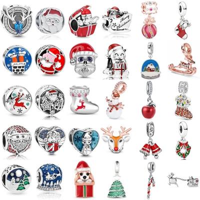 New Copper Plating Charming Apple Snowman Christmas Reindeer Pendant Fit Original Necklace Bracelets Diy Christmas Jewelry Gifts