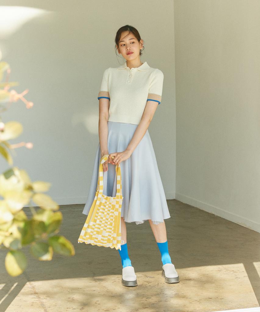 Pleatsmama Shoulder Bag Grid Yellow