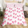 Princess Bowknot Duvet Cover Red Strawberry Polka Dots Bedding Set Hand Drawn Cartoon Comforter Cover Dreamy Fairy Quilt Cover