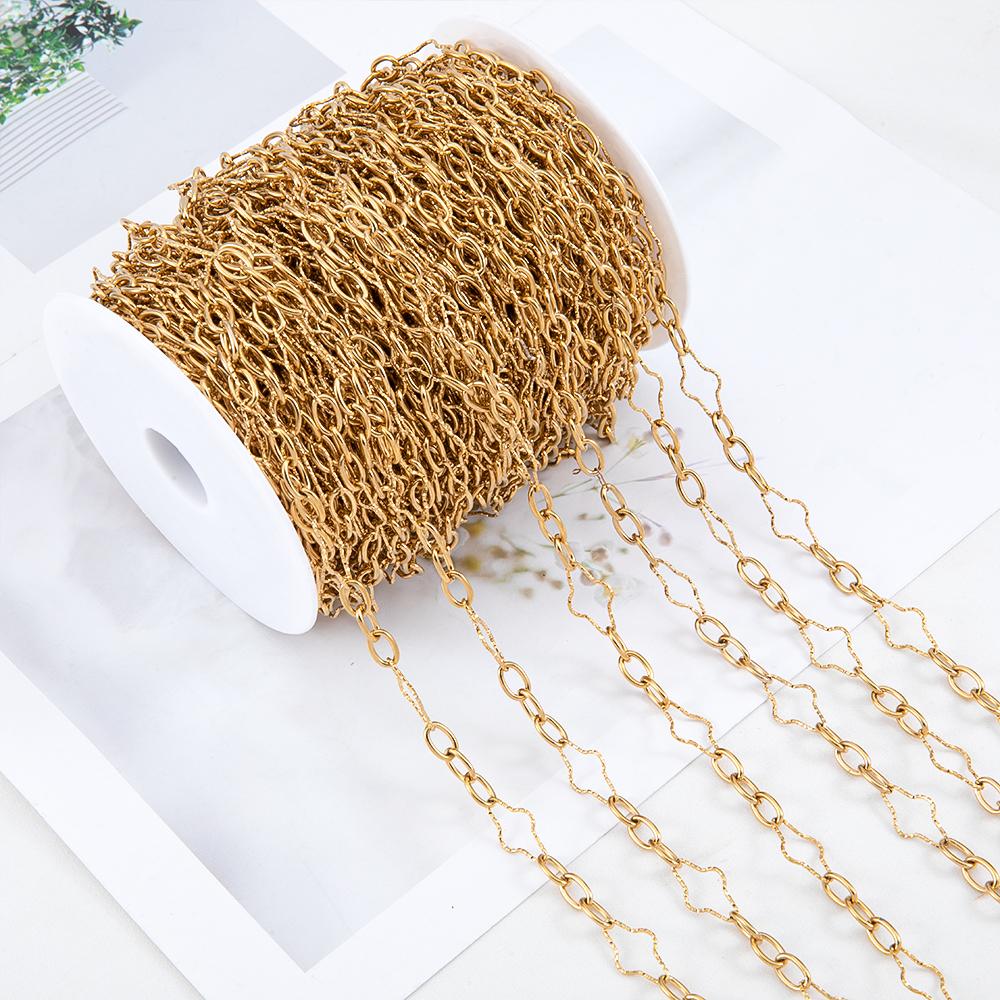 No Fade 1Meter Stainless Steel Gold & Silver Color Twist Stick Link Chain Bulk Chains for DIY Necklace Bracelet Jewelry Making