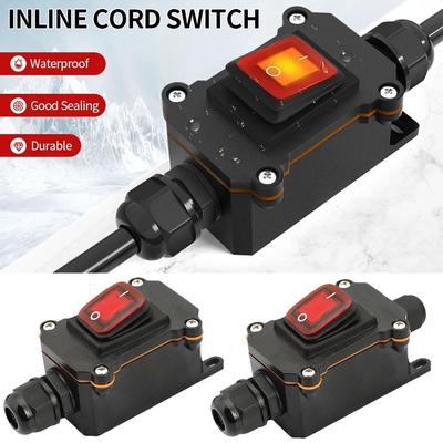 Inline Power Cord 110V-220V 12V-24V Marine Rocker Switch On/Off Waterproof IP67 Junction Box 20A High Current Connetor Outdoor