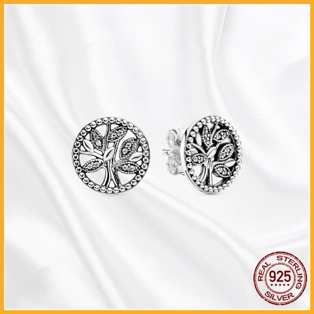 925 Silver Heart Hoop Earrings Sparkling Original Jewelry Gift for Women