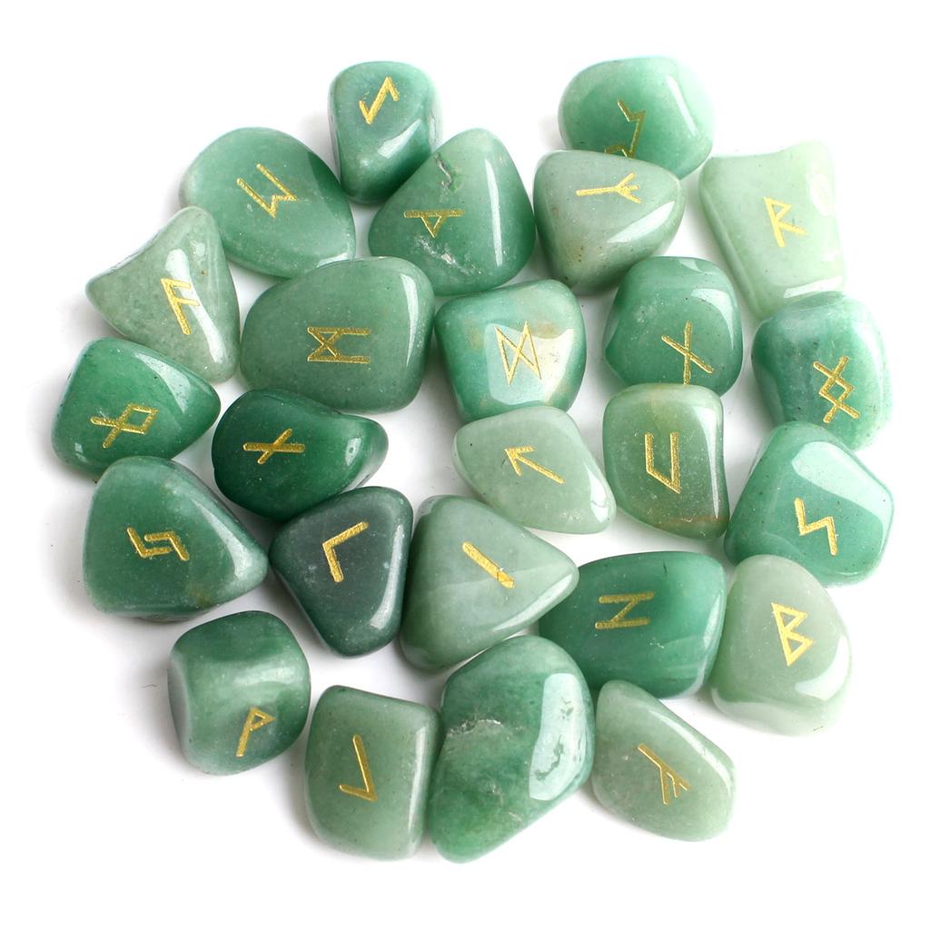 Natürliches Kristall-Runensteine-Set 25 Stück Quarzachat Kristallstein Hexen Reiki Heilenergie Runenbuchstaben Kristallgravur Handwerk