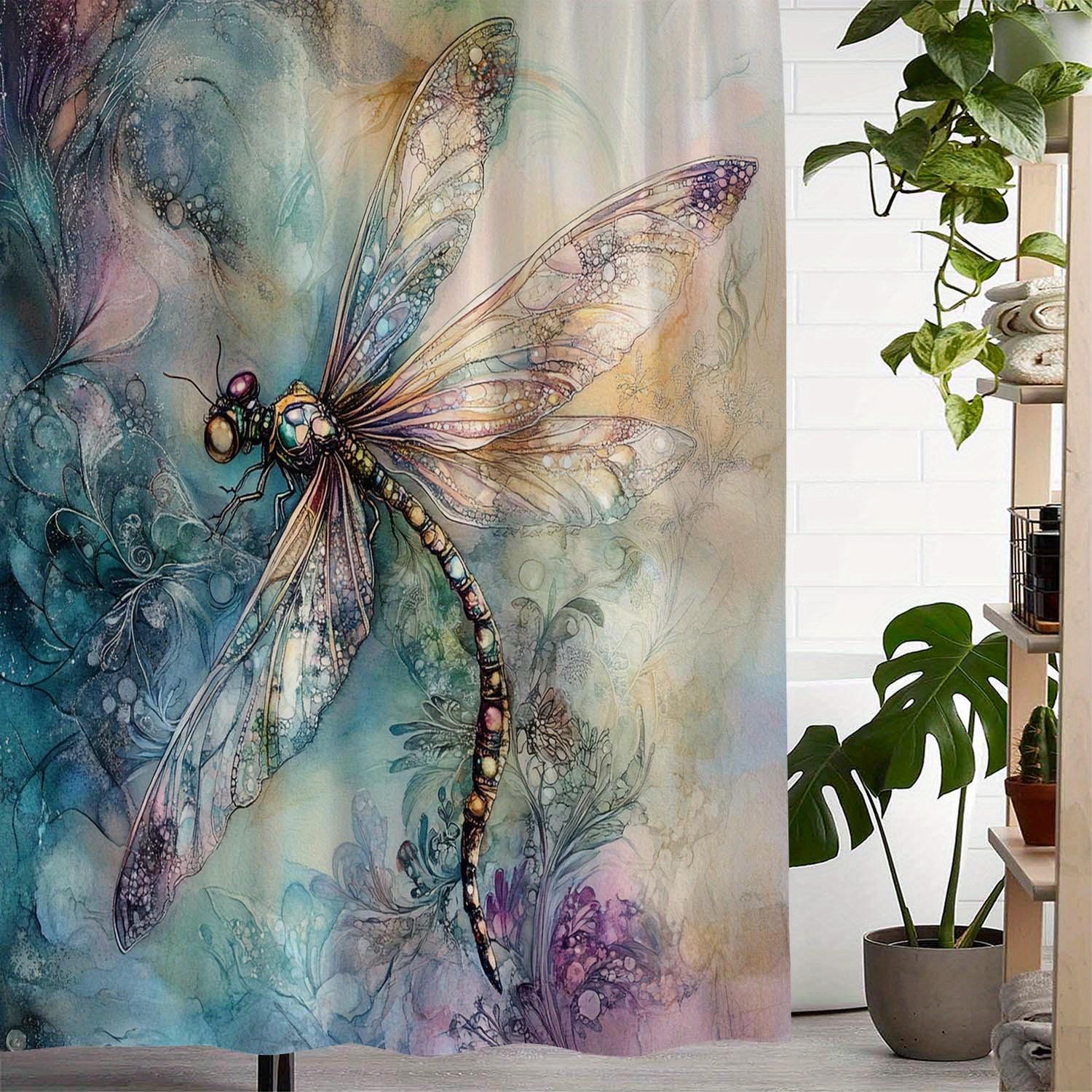 Whimsical Dragonfly Shower Curtain - Artistic Bath Decor, Perfect for Those Who Love Nature-Inspired and Ethereal Designs W90XH180cm