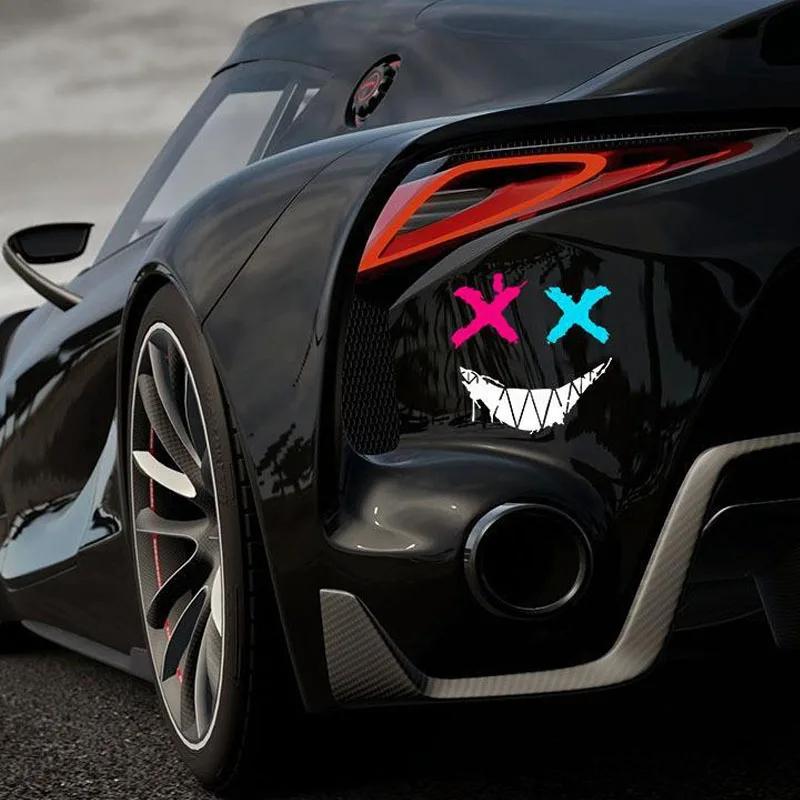 Motorrad Helm Aufkleber Auto Reflektierende Wasserdichte Lächeln Gesicht Aufkleber Motocross Auto Hinten Fenster Personalisierte Aufkleber