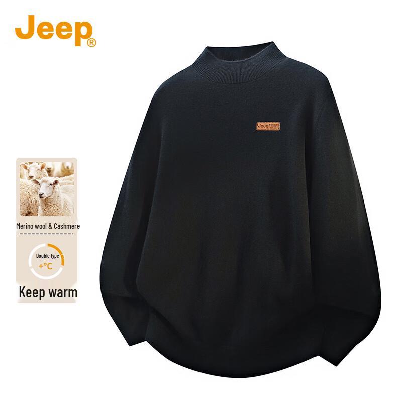 

JEEP Men s Loose Fit Half-Turtleneck Wool & Cashmere Sweater XL