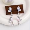 Exquisite Diamond Butterfly & Teardrop Earrings: Silver Needle Luxury Summer Collection