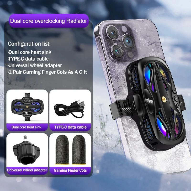 K11 Mobile Phone Live Streaming Radiator Semiconductor Dual Core Overclocking Cooling Fan Digital Display Back Clip Game Cooler Only K12 Radiator