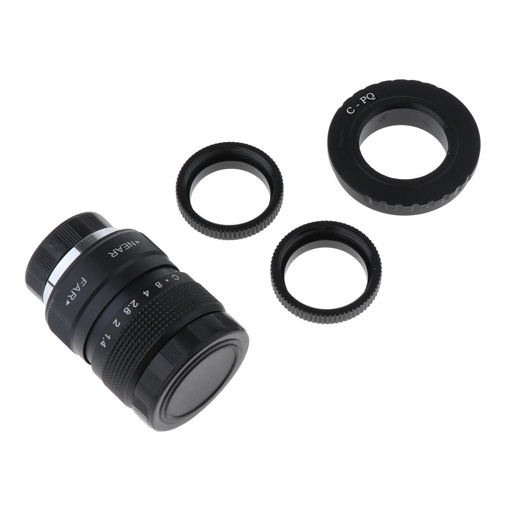 

25mm .4 CCTV Lens+C Mount Adapter+2 Rings for Q Camera чёрный