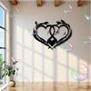 1 stuks 2D Plat Zwart Metaal Hart Muurkunst Verstrengeld Bruiloft Valentijn Huis Decoratie Zware IJzeren Structuur Binnen Buiten Wandhanger