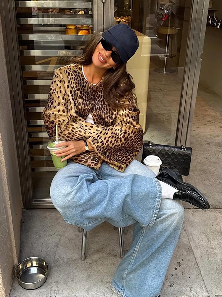 Women's Leopard Print Casual Short Jacket - Autumn/Winter 2025 European & American Style