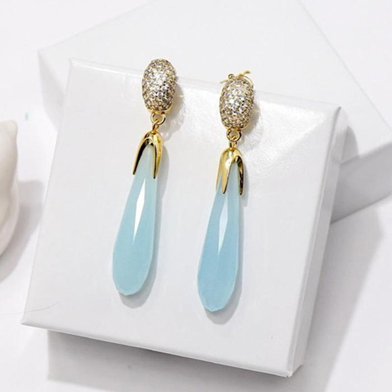Musla Design Vintage Blue Green Purple Crystal Icicle Long Tassel Water Drop Earrings For Women Gifts High Quality Fine Jewelry